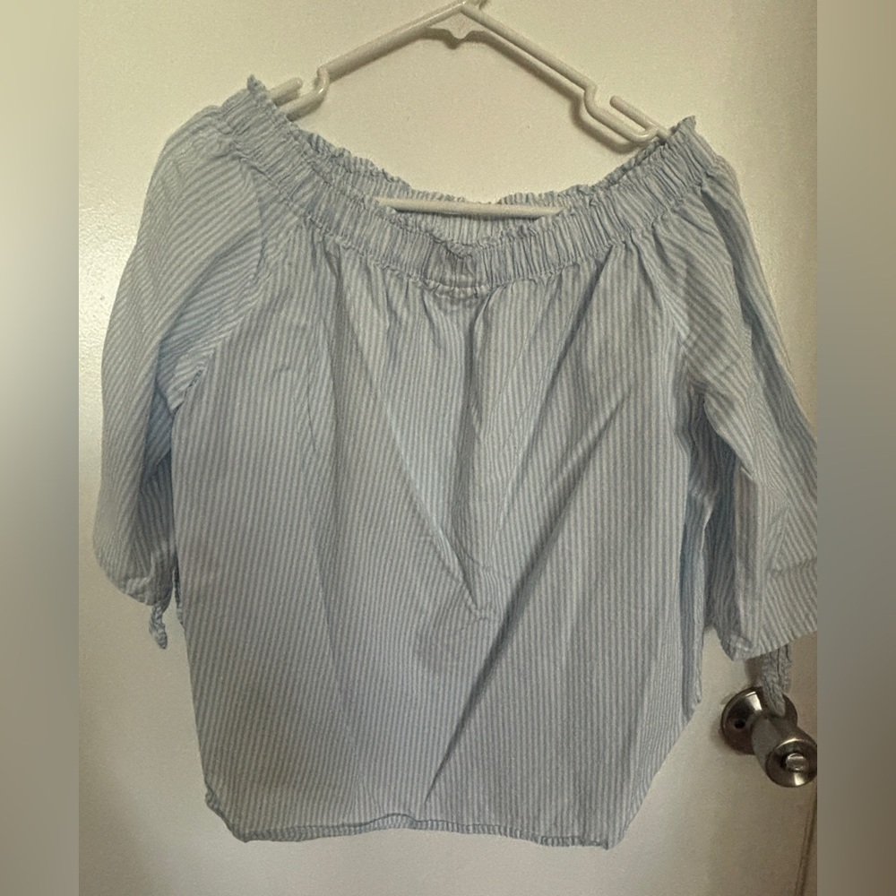 H&M Light Blue Striped Blouse